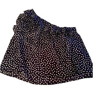 Ann Taylor XL one shoulder blue /white polka dot